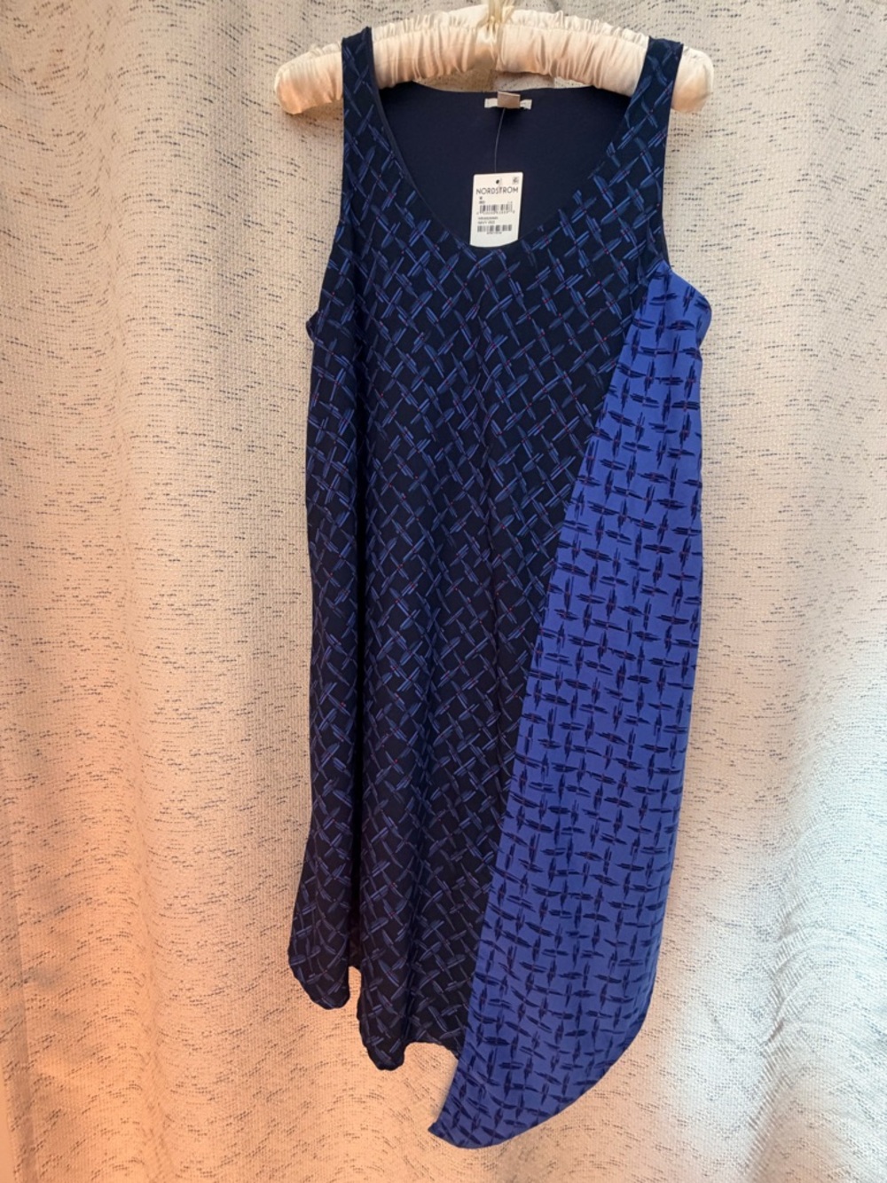 Halogen Navy and Bright Blue Patterned Sleeveless Midi Dress